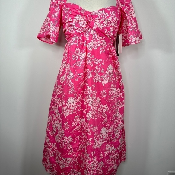 NWT Peter Som for Anthropologie Pink White Floral Midi Dress Women's size Small - Picture 3 of 14